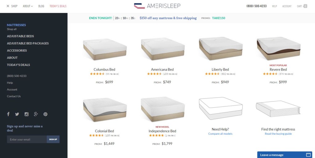 Amerisleep product comparison