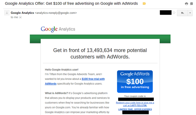 Google AdWords credit