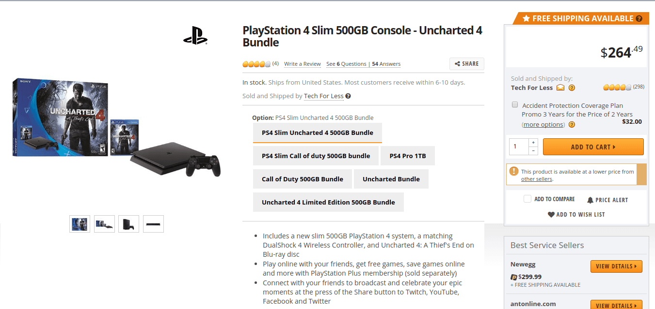 PlayStation 4 slim 500GB console - uncharted 4 bundle