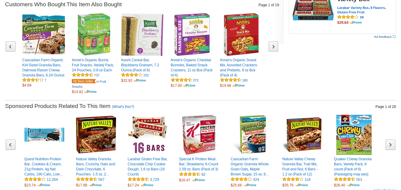 Product recommendations from Amazon.