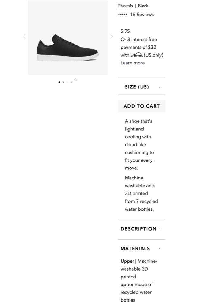 screenshot of Oliver Cabell's Phoenix shoe on their site