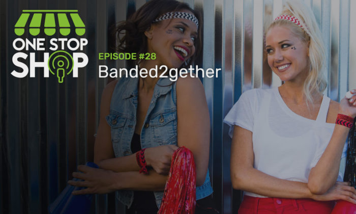 Episode #28 Banded2gether two women with headbands on smiling at each other