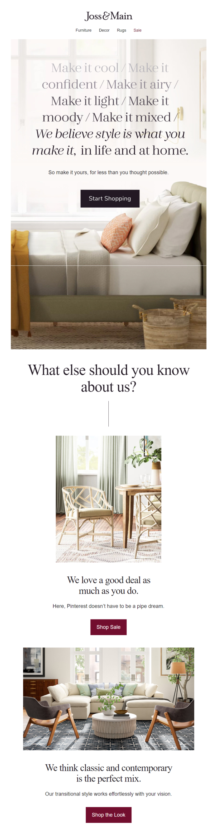 Use bulletproof buttons instead of hyperlinks for imagery in ecommerce emails.